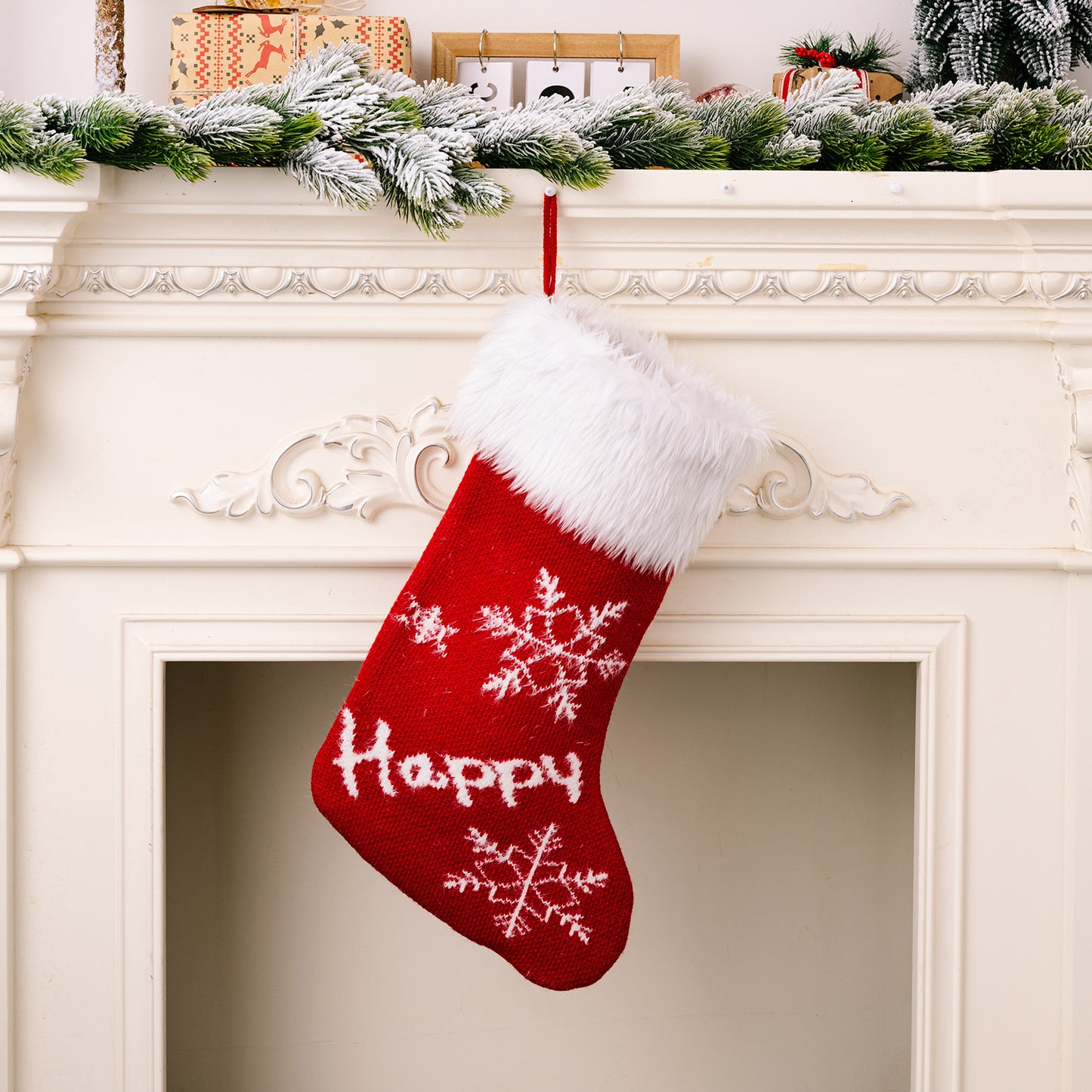 Christmas decoration supplies, high-end red plush Christmas socks, gift socks for children, candy bags