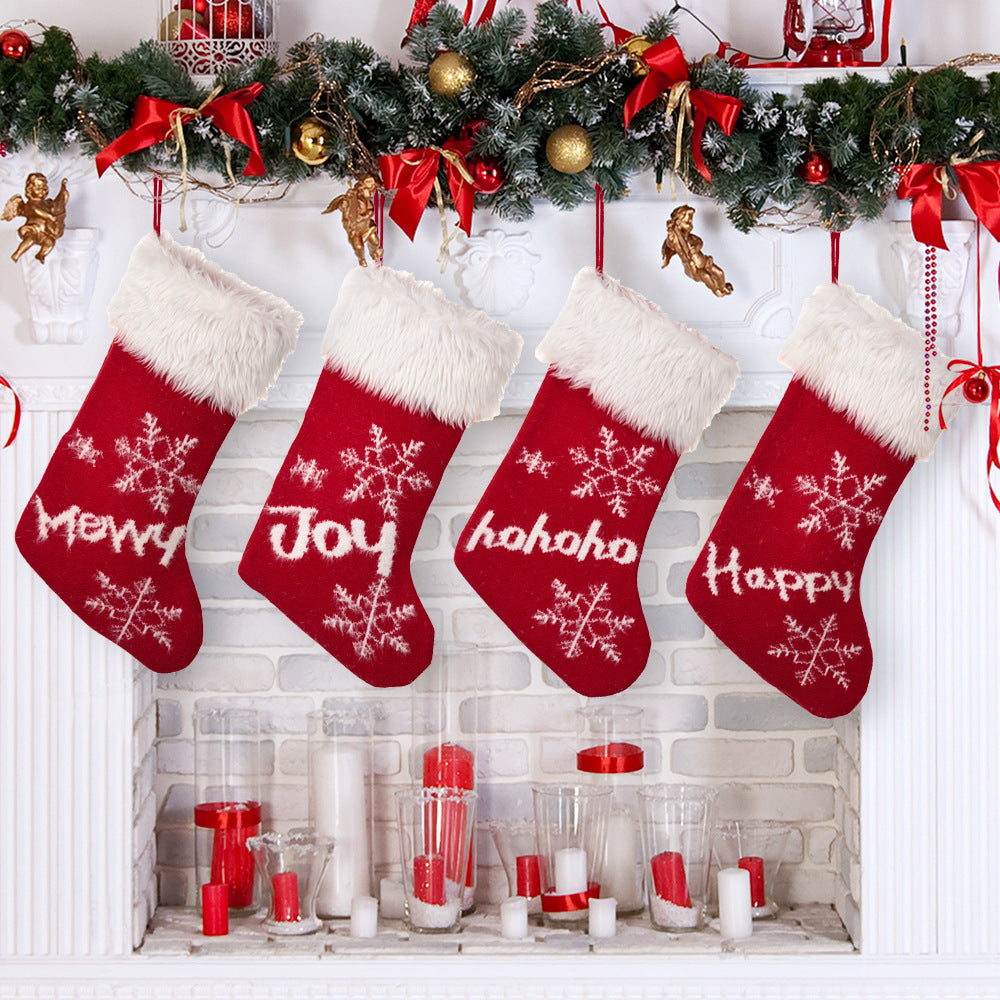 Christmas decoration supplies, high-end red plush Christmas socks, gift socks for children, candy bags
