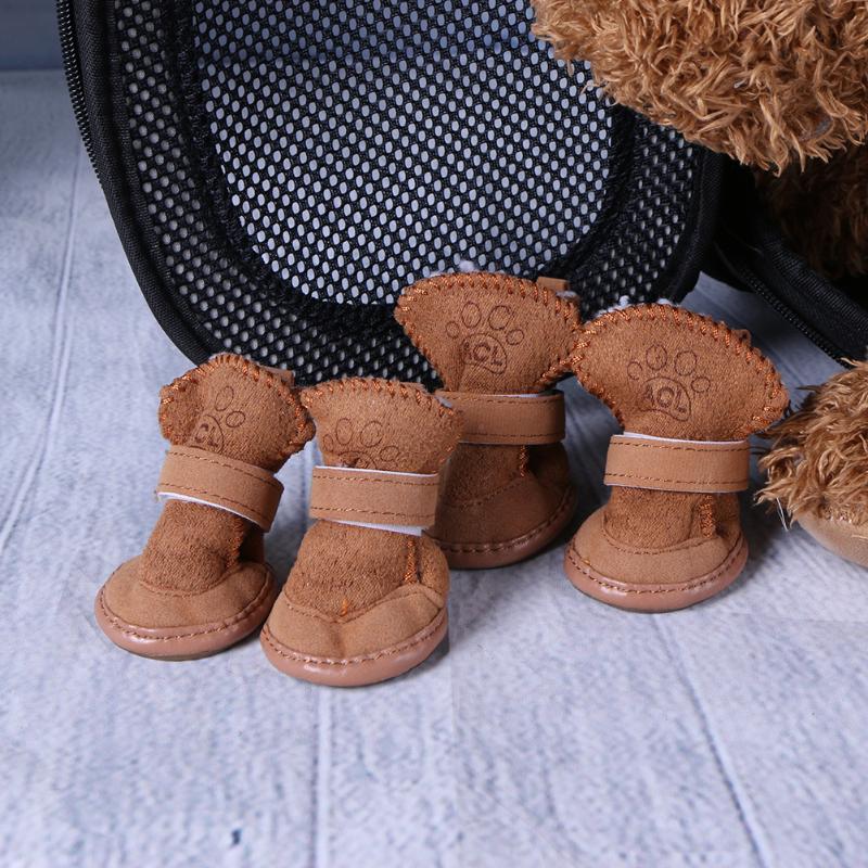 Thick Snow Pet Shoes Dogs Chihuahua Animal Warming Shoes Plush Winter Pets Puppy Cats Warm Boots