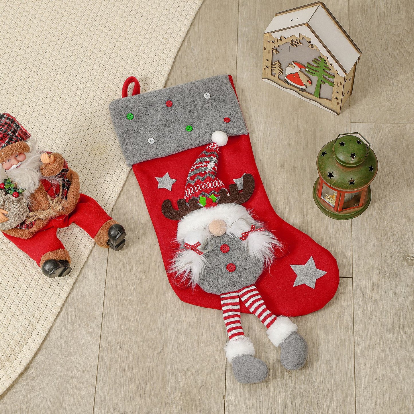Christmas decoration supplies 3D couple faceless figurine fireplace Christmas socks Christmas Eve gift bag Candy bag
