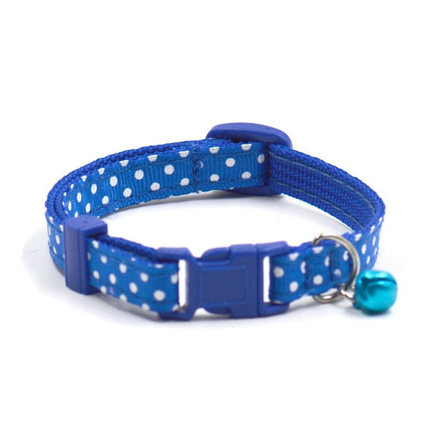 1Pc Adjustable Dot Printed Little Dog Collars Cat Puppy Pets Supplies With Bell 6 Colors
