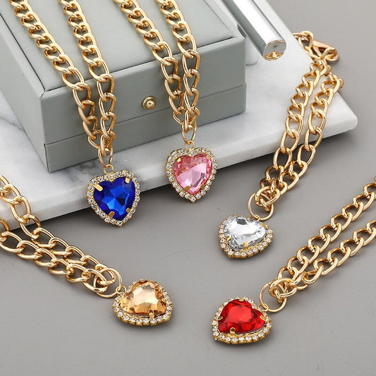 Pet  Luxury  Rhinestones Collar Adjustable Metal Heart-shaped  Pendant Color Kitty Puppy Necklace Products Cat Accessories