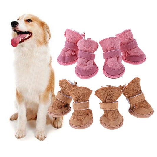 Thick Snow Pet Shoes Dogs Chihuahua Animal Warming Shoes Plush Winter Pets Puppy Cats Warm Boots