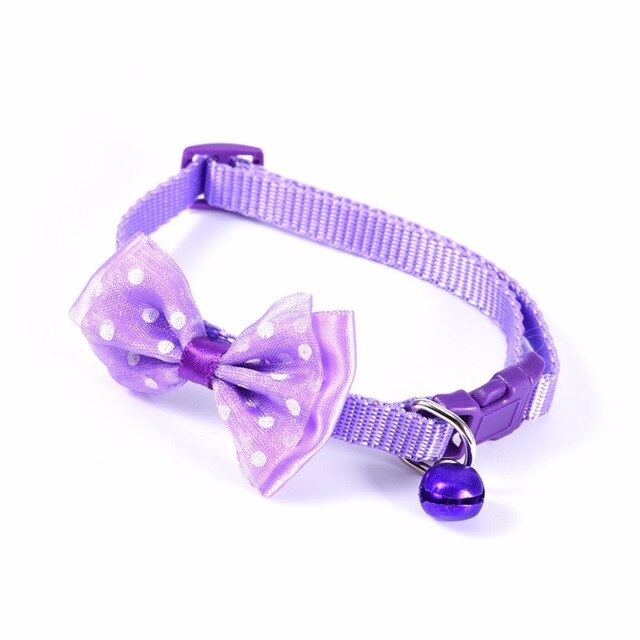 2pcs Bowknot Design Nylon Dog Puppy Cat Collars adjustable Necklace Cat Harness With Bell For Pet Small Animal Pets Supplies