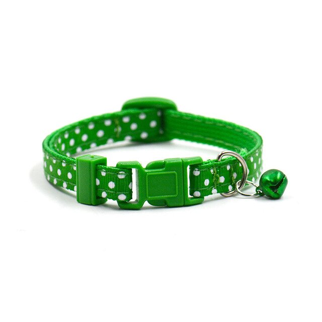 1Pc Adjustable Dot Printed Little Dog Collars Cat Puppy Pets Supplies With Bell 6 Colors