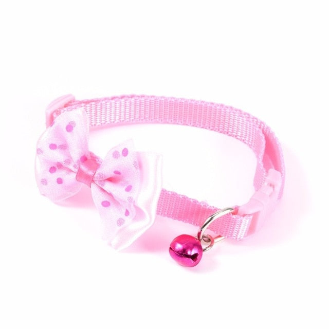 2pcs Bowknot Design Nylon Dog Puppy Cat Collars adjustable Necklace Cat Harness With Bell For Pet Small Animal Pets Supplies