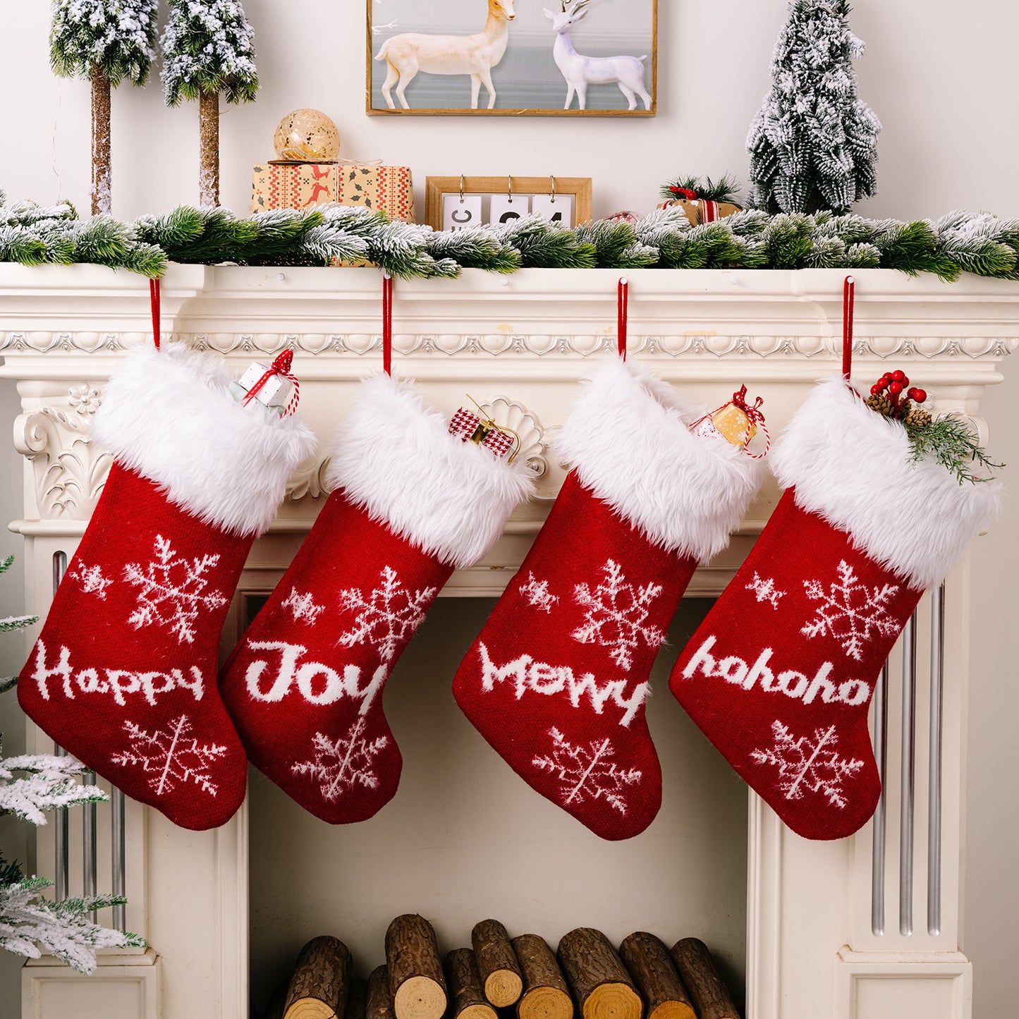 Christmas decoration supplies, high-end red plush Christmas socks, gift socks for children, candy bags