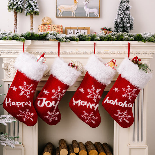 Christmas decoration supplies, high-end red plush Christmas socks, gift socks for children, candy bags