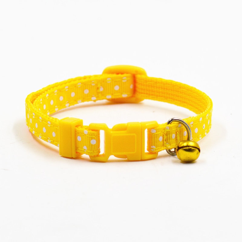 1Pc Adjustable Dot Printed Little Dog Collars Cat Puppy Pets Supplies With Bell 6 Colors