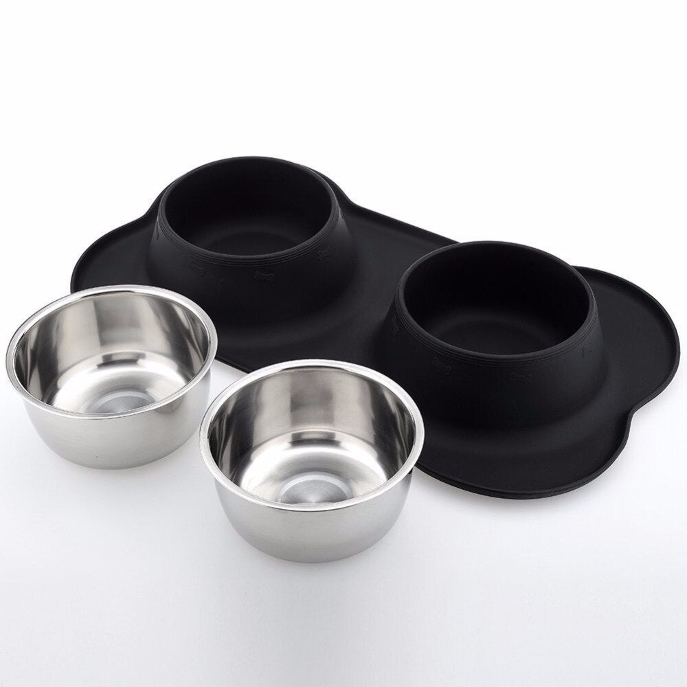 Gomaomi Stainless Steel Dog Bowl No Spill Non-Skid Silicone Mat Feeder Bowls Pet Bowl for Dogs Cats and Pets