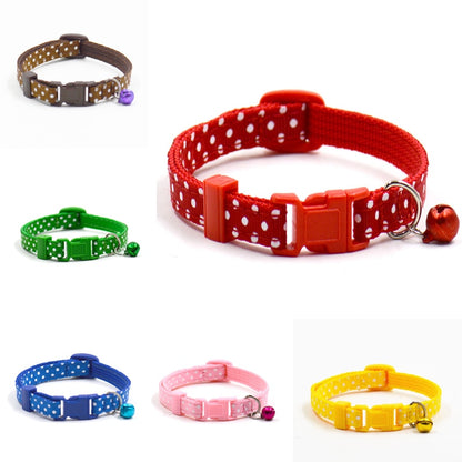 1Pc Adjustable Dot Printed Little Dog Collars Cat Puppy Pets Supplies With Bell 6 Colors