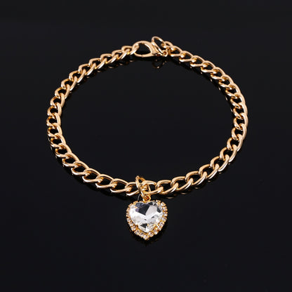Pet  Luxury  Rhinestones Collar Adjustable Metal Heart-shaped  Pendant Color Kitty Puppy Necklace Products Cat Accessories