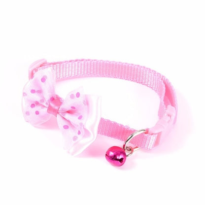 2pcs Bowknot Design Nylon Dog Puppy Cat Collars adjustable Necklace Cat Harness With Bell For Pet Small Animal Pets Supplies