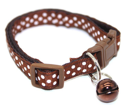 1Pc Adjustable Dot Printed Little Dog Collars Cat Puppy Pets Supplies With Bell 6 Colors
