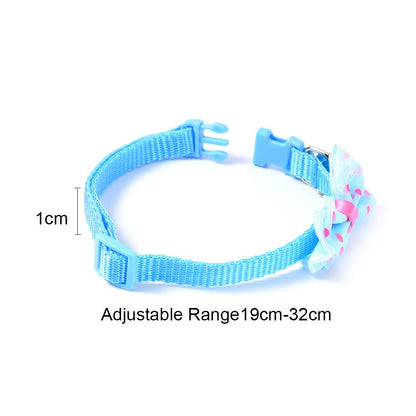 2pcs Bowknot Design Nylon Dog Puppy Cat Collars adjustable Necklace Cat Harness With Bell For Pet Small Animal Pets Supplies